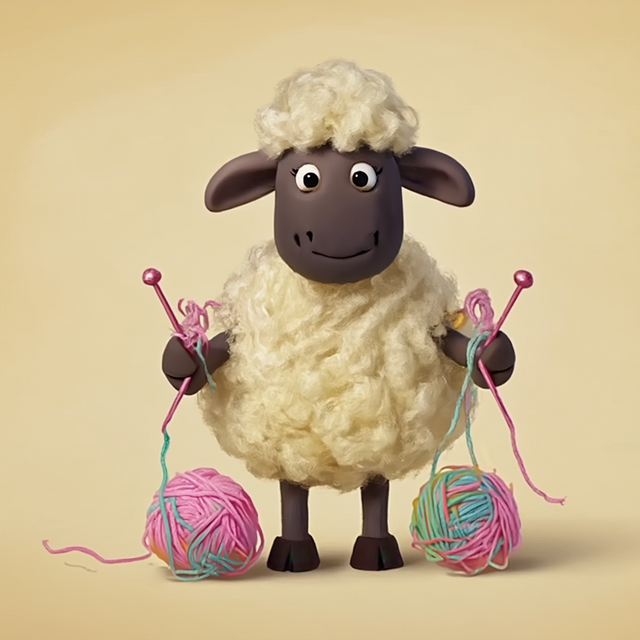 Marie, das flauschige Schaf mit Stricknadeln